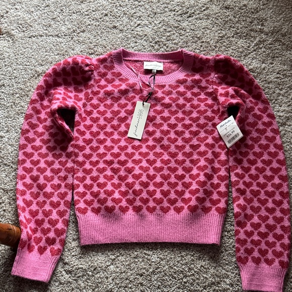 Freshman 1996 Sweaters - Stylish Pink Heart Pattern Crew Neck Sweater